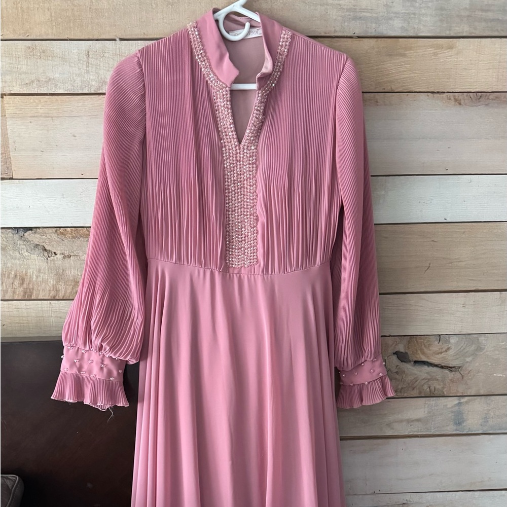 Pink Smocked Ruffled Gown for Wedding Guest